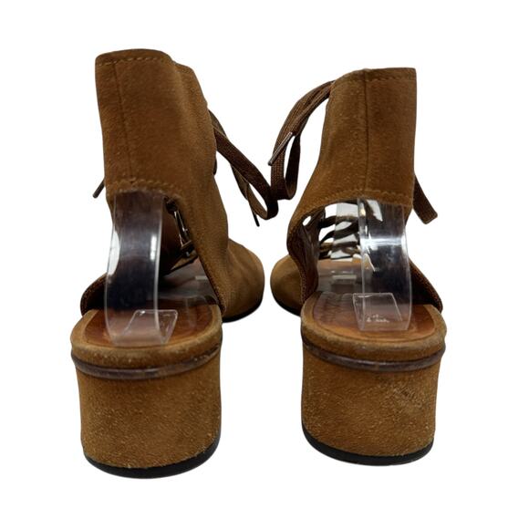 Chie Mihara Lace-Up Sandals Block Heel Suede Tan Brown Size 38.5 US 8.5 - Picture 8 of 16